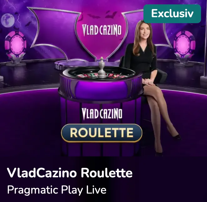 Branded VladCazino Roulette live table with gothic purple studio